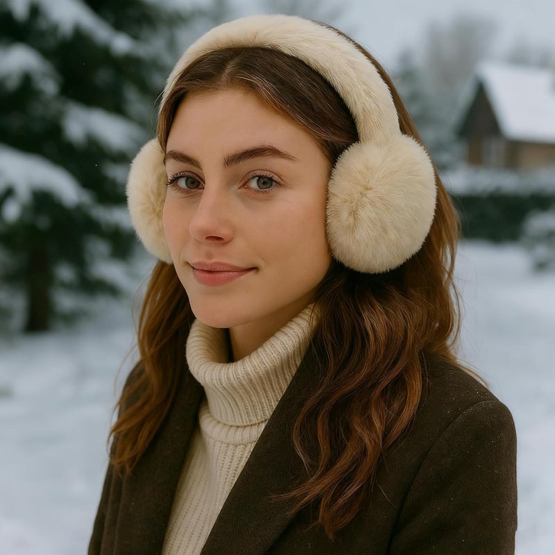 KDVOG Store Women Winter Ear Muffs Gloves Set Girls Fluffy Earmuffs Cold Weather Faux Fur Ear Warmers Touch Screen Gloves - Image 2